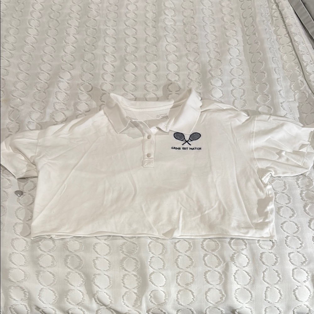 Woman’s White Cropped Polo Shirt